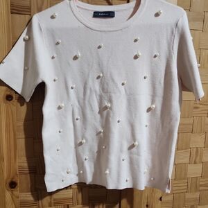 Zara Kids Light Pink Top with Pearl Details